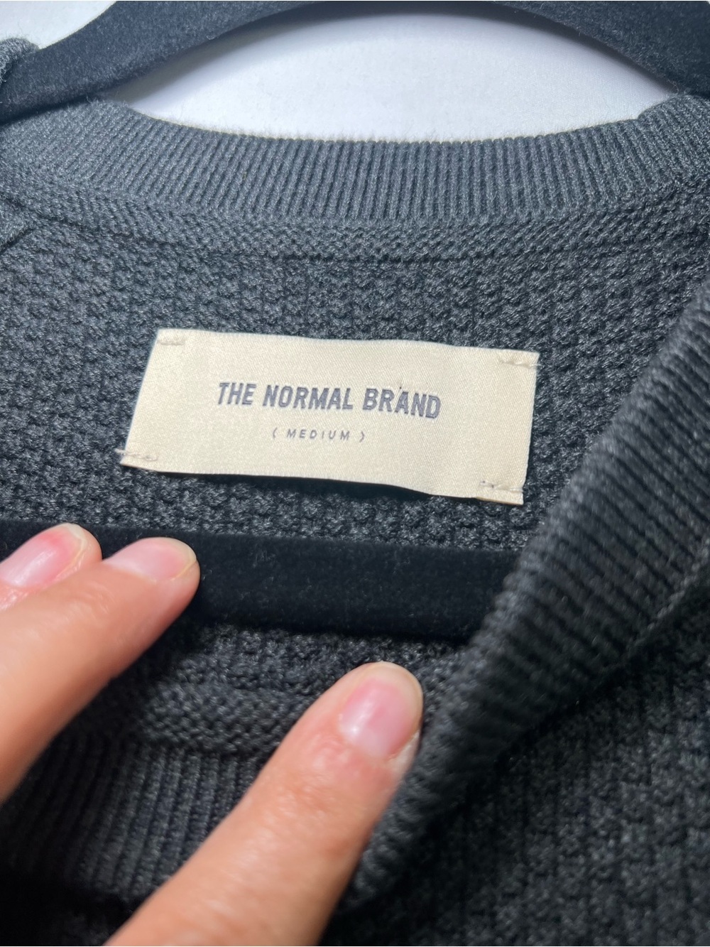 The Normal Brand Men’s Charcoal Gray Textured Crewneck Sweater Medium - Picture 5 of 9